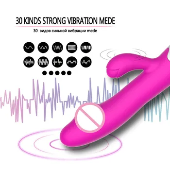 G Spot Vibrator 30 Speed Rabbit Vibrator Female Clitoral Stimulation Rechargable Realistic Dildo Magic Wand Adult Women Sex Toys 2