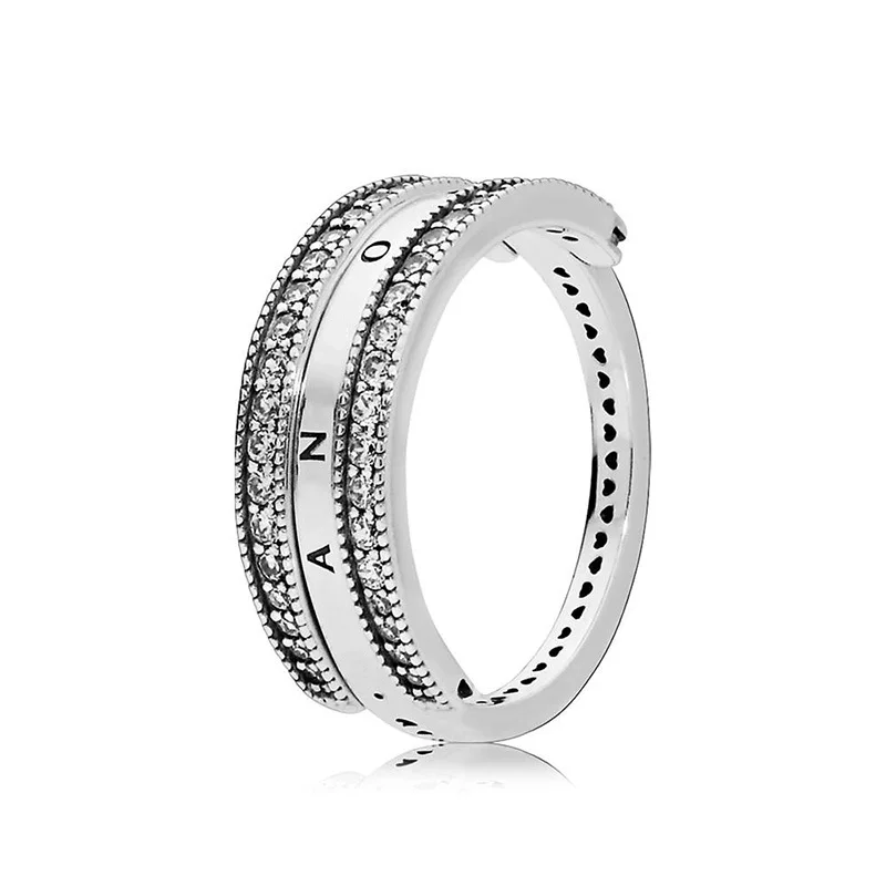 

Pan Emblem Logo Logo Smart Flip-up Heart S925 Silver Ring Fine Silver Simple Charming Cool Modern And Trendy/women