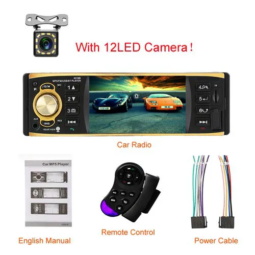 Универсальный " TFT экран 1 Din автомобильный Радио Авторадио Видео Стерео MP3 аудио плеер с камерой заднего вида дистанционное управление - Цвет: 12 LED CAM