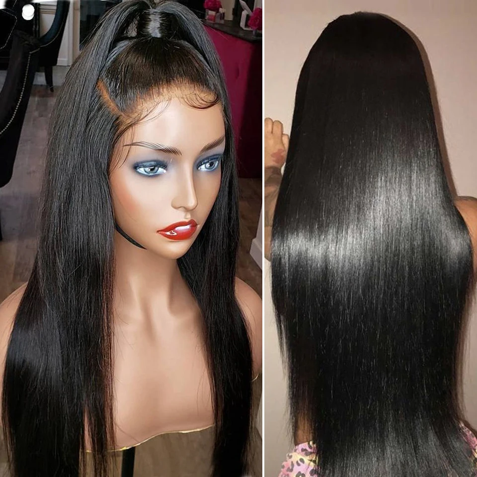 360 парики из натуральных волос на кружевной основе для черных женщин, длинные прямые волосы, парик из 150% натуральных бразильских волос Remy с детскими волосами