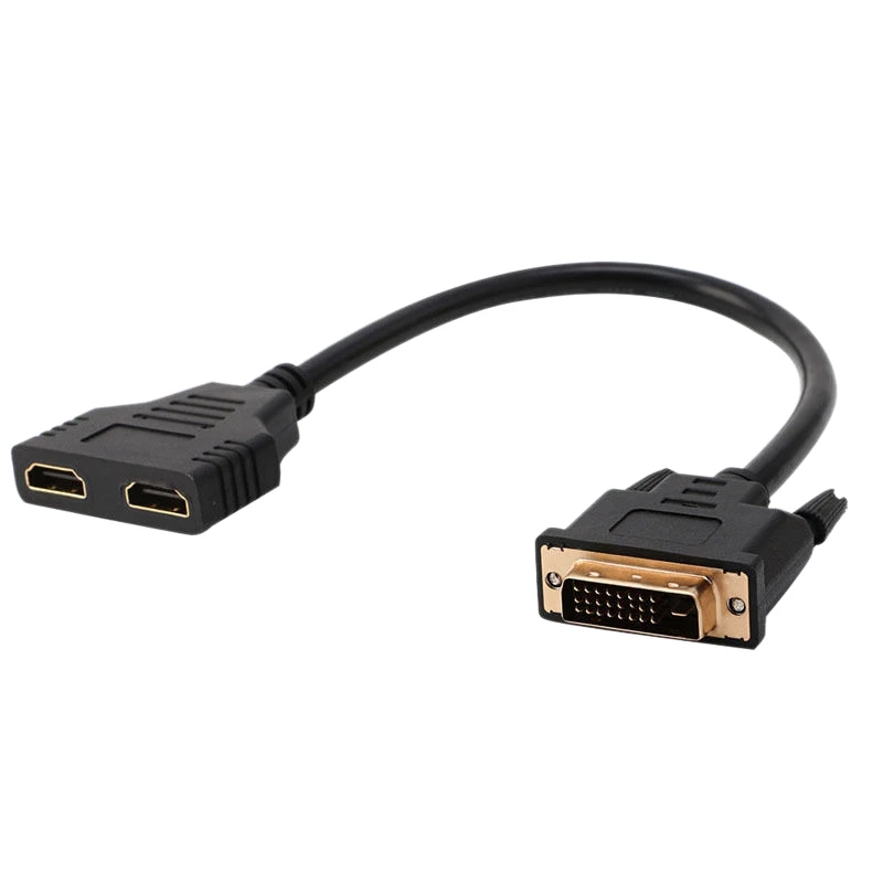 Dvi-D Male (24+1) To Two Hdmi Dual Female Y-Splitter Video Cable Adapter 30Cm |