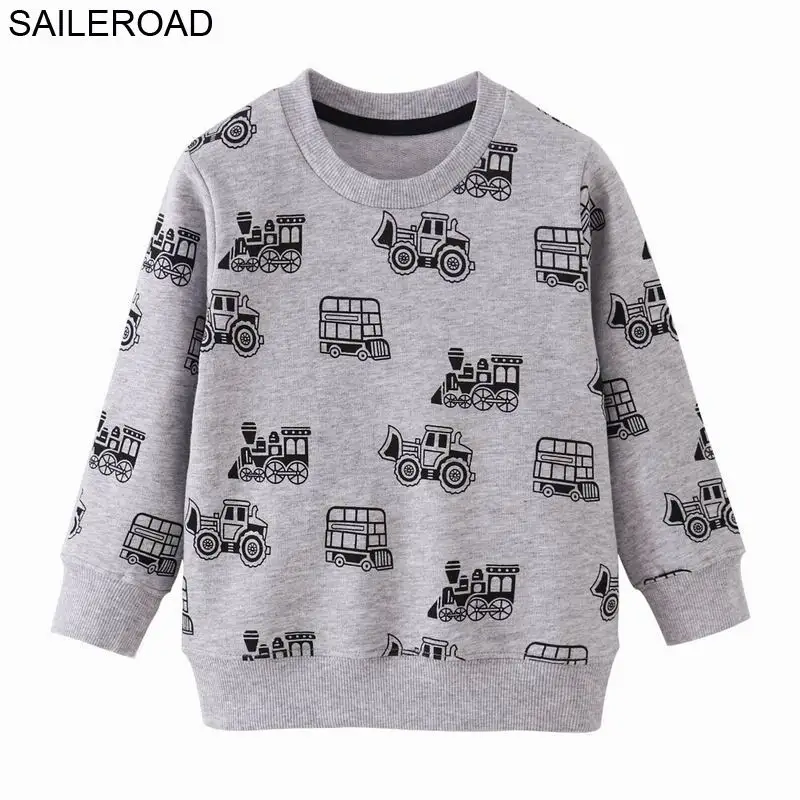 SAILEROAD Мультфильм Автомобиль Печати Мальчиков Толстовки для Детей Одежда Осень Дети Толстовки Одежда Дети Девушки Рождественский Костюм - Цвет: 9050 same picture