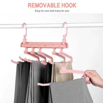

Folding multilayer Support Pant Clothing hanger Multi-function Clothes hanger 5 in 1 Scarves Towel pants Magic clothes hangers