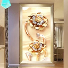 PSHINY 5D DIY Diamond painting golden flowers Pictures with full display round rhinestones embroidery sale new arrivals