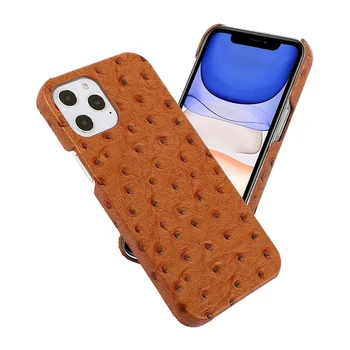 革携帯電話ケース耐震ダチョウパターン保護バックカバー用iphone 12 5.4 