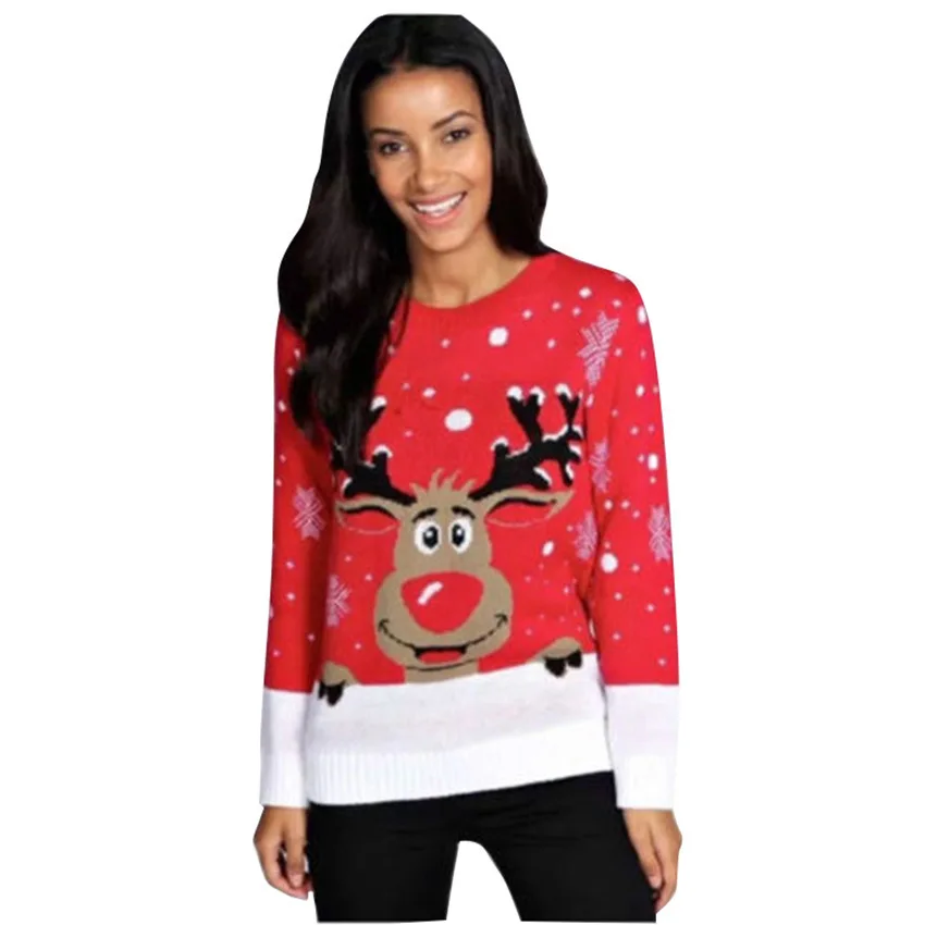 

LEH Plus Size Jumper Snowman Deer Sweaters New Santa Claus Xmas Patterned Ugly Christmas Sweaters Tops For Men Women Pullovers