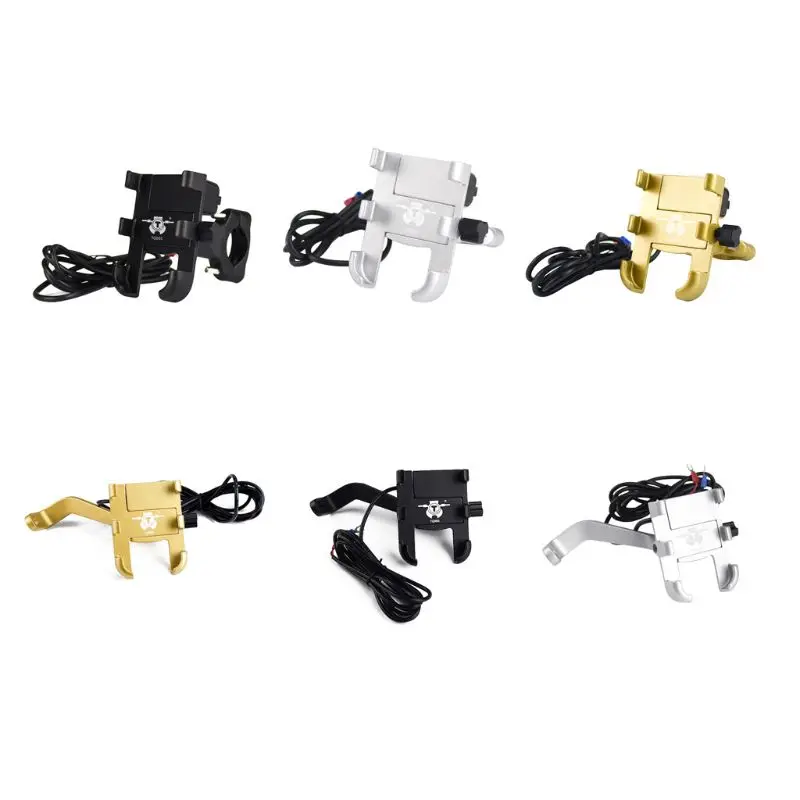 Motorcycle Scooter Phone Holder Mount Stand with USB Charger for iphone samsung