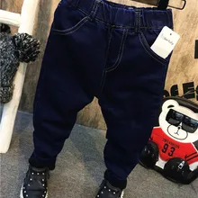 Зима, стиль, для мальчиков, корейский стиль, облегающие, плотные, вельветовые джинсы, A6717