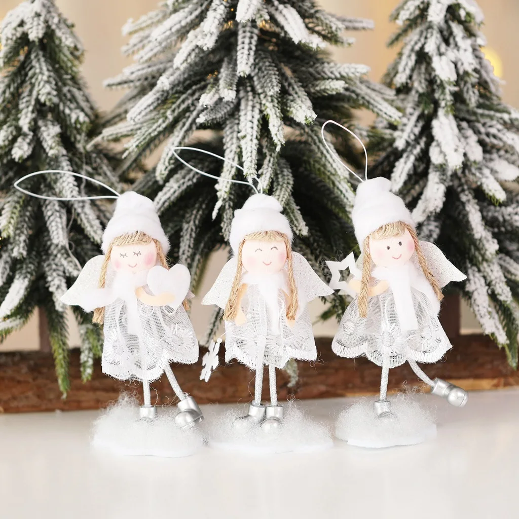 

New Cute Angel Plush Doll Christmas Decoration Pendant Xmas Tree Ornaments Christmas New Year Decorations For Home Kids Gift