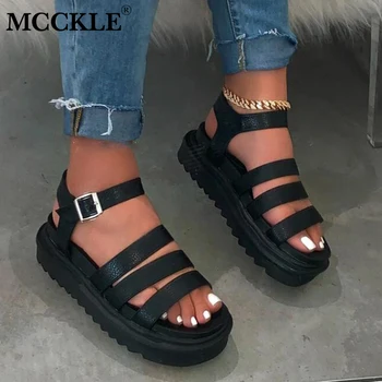 

MCCKLE Women's Summer Sandals Ladies Open Toe Ankle Strap Buckle Flat Shoes Woman Platform Comfort Casual Fashion Sandals 2020
