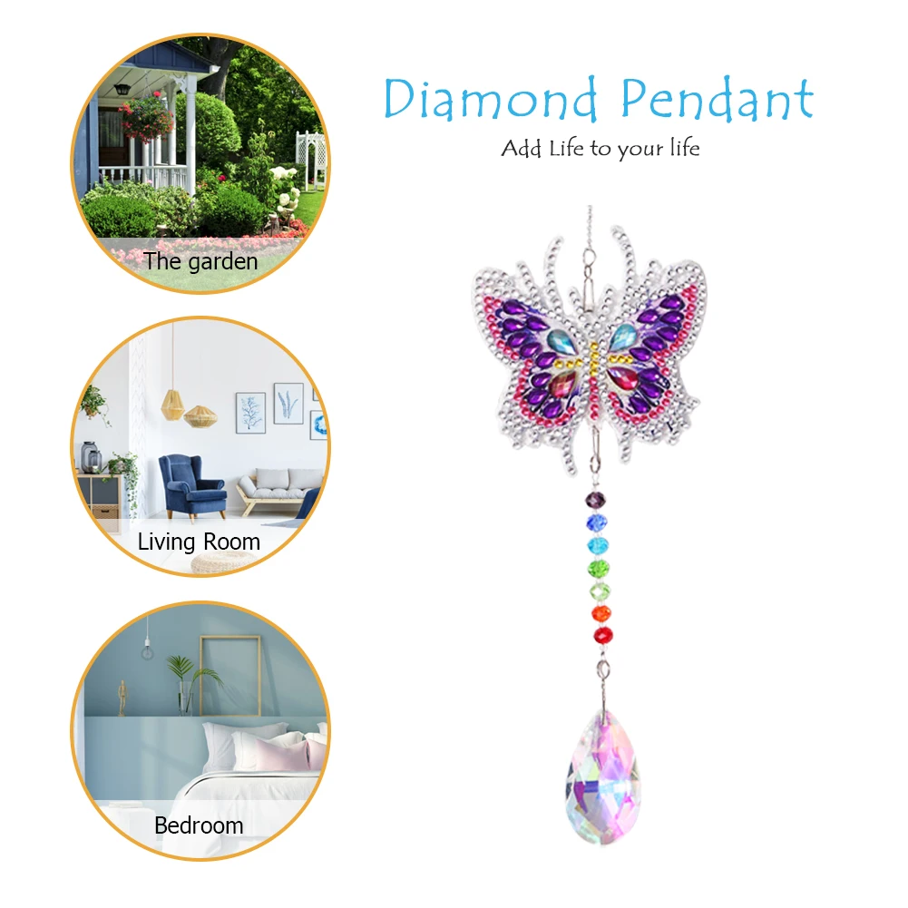 5D DIY Diamond Painting Sun Crystal Light Catching Wind Chimes Angel Tears Diamond Pendant Hanging Art Mosaic Kit Home Decor