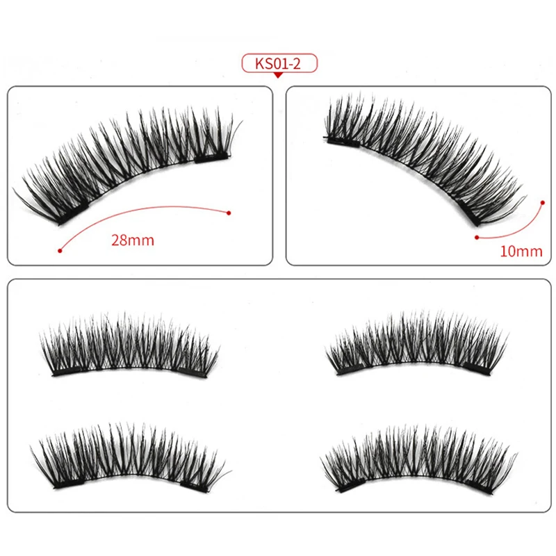 Magnetic False Eyelash With Tweezer No Glue Magnet Adsorption And Reusable Double Magnetic 8-piece Package
