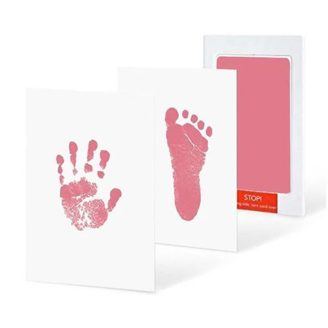 Newborn Baby Footprint Handprint Ink Pad Kit Disposable Printing Oil DIY Photo Frame Pet Cat and Dog Paw Print Fingerprint Child pink