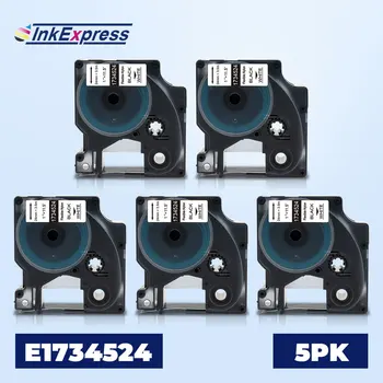 

5PK 24mm Tape For DYMO Rhino Flexible Nylon 1734524 Label Tape Black on White Printer Ribbon For DYMO Rhino 4200 5200 LabelMaker