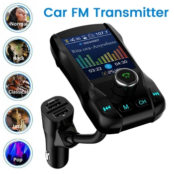 

Dual USB .8 Inch Wireless Bluetooth FM Transmitter Modulator Hands-free Car Kit Screen MP3 Player with 5V 3.1A