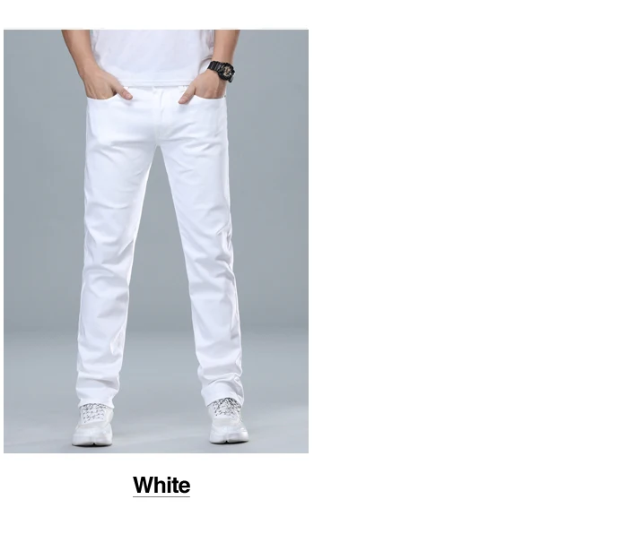 Classic Style Men's Regular Fit White Jeans Business Fashion Denim Advanced Stretch Cotton Trousers Male Brand Pants cowboy jeans