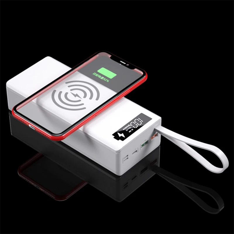 16*18650 Battery Charger Box Power Bank Holder Case Dual USB LCD Display Support Quick & Wireless Charger Battery Shell Storage