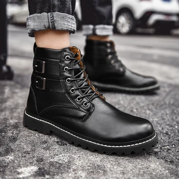 

Fashion Retro Split Leather Men Boots High-Top Side Tooling Black Brown Boots Outdoor Desert Boots Fashion Men Shoes Martin Boot