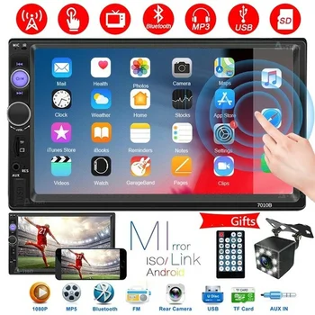 

7"HD Touch Screen Double Din Car Radio Bluetooth Car Stereo Multimedia Player Support USB Autoradio Mirror Link Rear View Camera