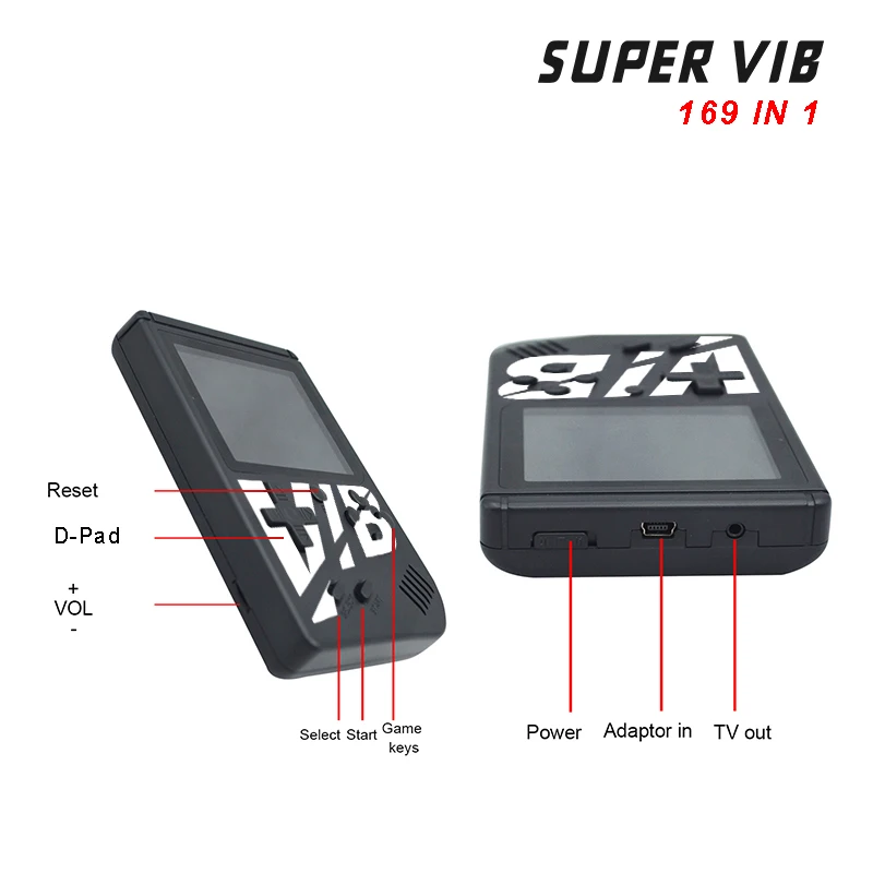 Новая игровая консоль Vib 8 бит 3," ретро мини-игровая консоль встроенный 169 игр Супер 30 вибрирующих игр Ручной игровой плеер