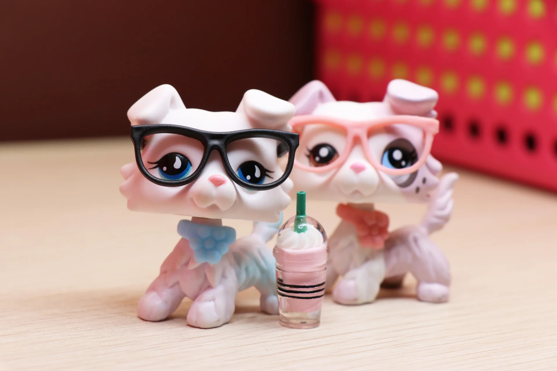 Новинка! Pet shop 2 шт Коллекционные Фигурки новые Collie Ooak на заказ Редкие с 5 шт аксессуарами очки ошейник напиток