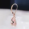 Drop Earrings For Women Pink Cubic Zirconia Water Drop Rose Gold Color Dangle Earring Bridal Wedding Temperament Jewelry CCE624 ► Photo 3/6