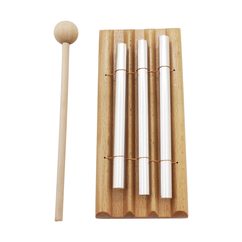 

3-Tone Wind Chimes Tabletop Meditation Chime Wind Bell Wooden Kids Educational Musical Toys Percussion Instrument With Mallet