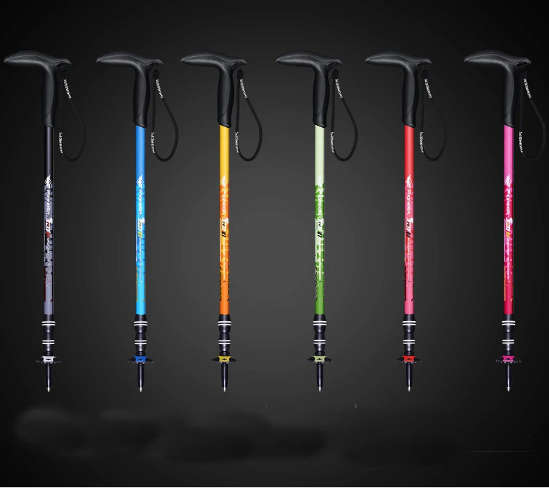 1 шт Алюминиевые палки для ходьбы с Т-образной ручкой и амортизационной системой An-ti, матовые наконечники для нанесения краски, походные палки для туризма, тростника, трекинга