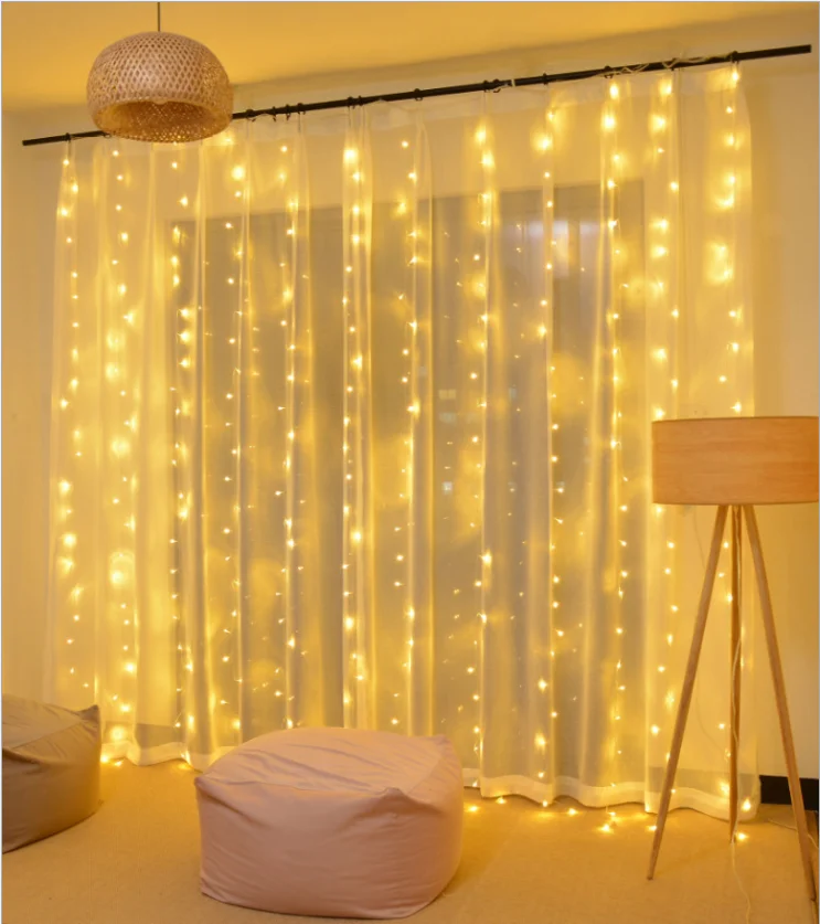 LED Fairy String Lights Curtain Window Wedding Party Decor USB Remote In/Outdoor 