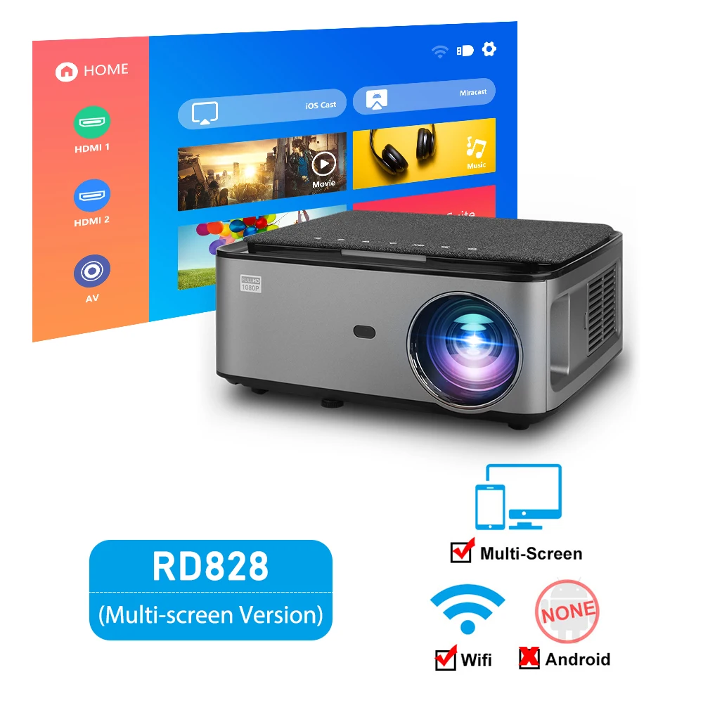 smart projector Rigal Full HD 1080P Projector RD828 WIFI Android Projetor Native 1920 x 1080P Smart Phone Beamer 3D Home Theater Video Cinema samsung 4k projector Projectors