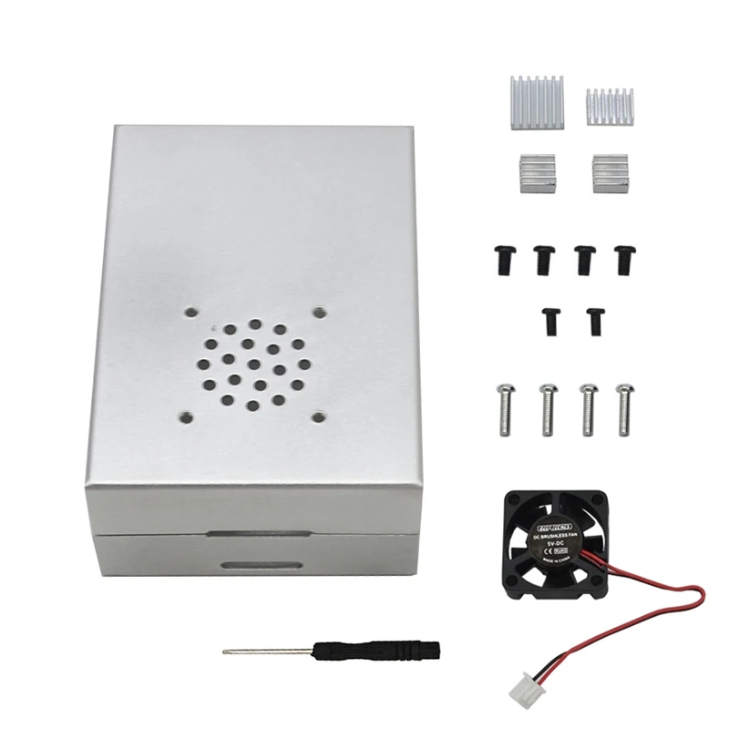 Raspberry Pi 4 Case, Aluminum Alloy Metal Case with Cooling Fan Heatsinks for Raspberry Pi 4