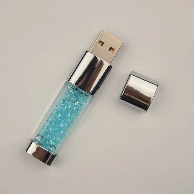 Blue Light & Crystal USB Flash Pen Drive Memory Disk Pen drive 2.0 (over 10pcs Free Logo) - Image 3