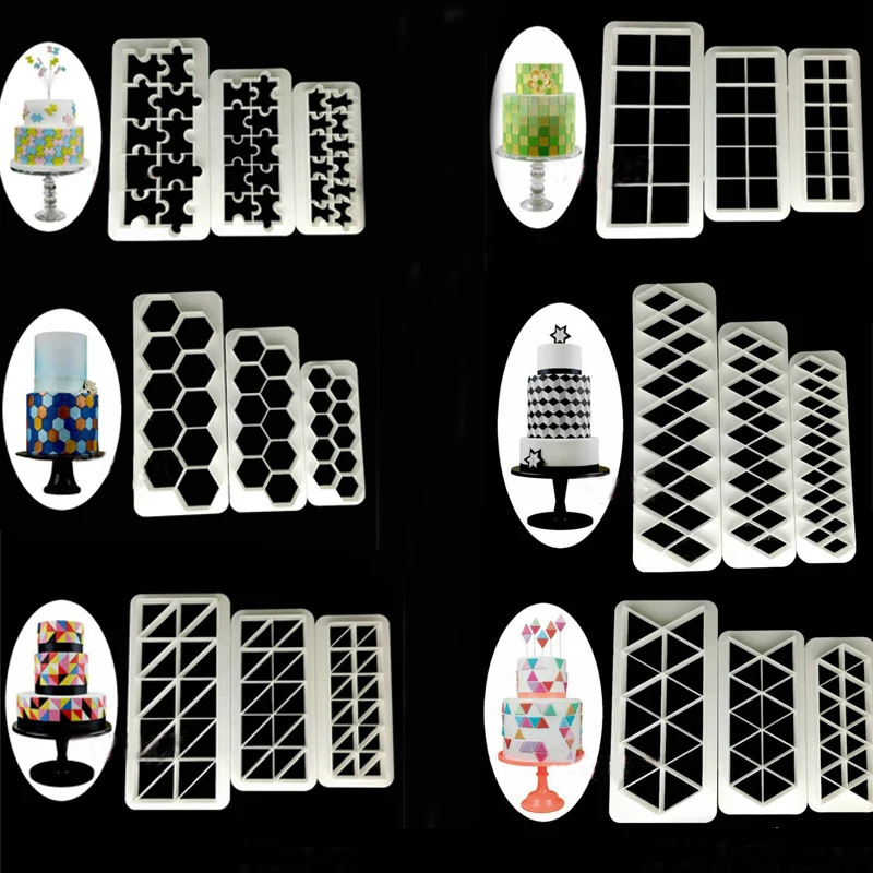 Лидер продаж 3 шт. квадратные геометрические резаки для помадки печенья