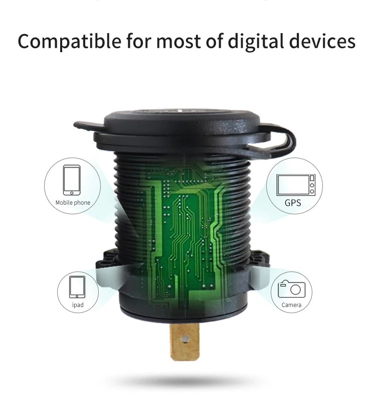 Автомобиля с двумя портами USB Зарядное устройство Крышка для мото Авто Грузовик ATV Лодка 12 V-24 V светодиодный двойной USB гнездо Зарядное устройство Мощность адаптер