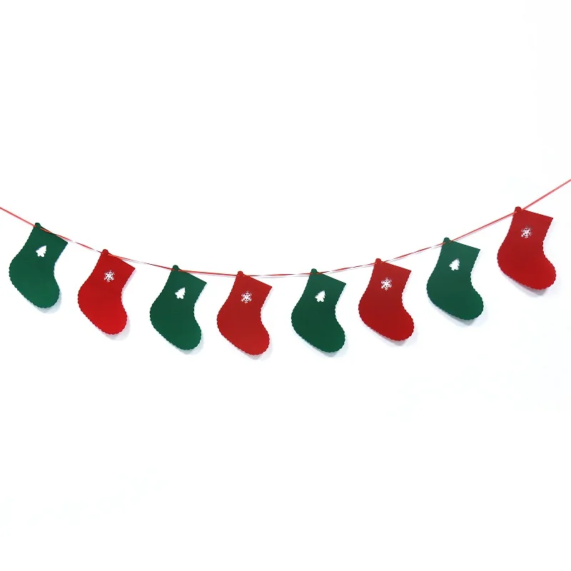 Christmas socks 1 комплект, веселые рождественские баннеры, флаги, подарок, Висячие окна, вечерние украшения, потяните флаг на год, Рождественская елка, двери, украшения - Цвет: Christmas socks