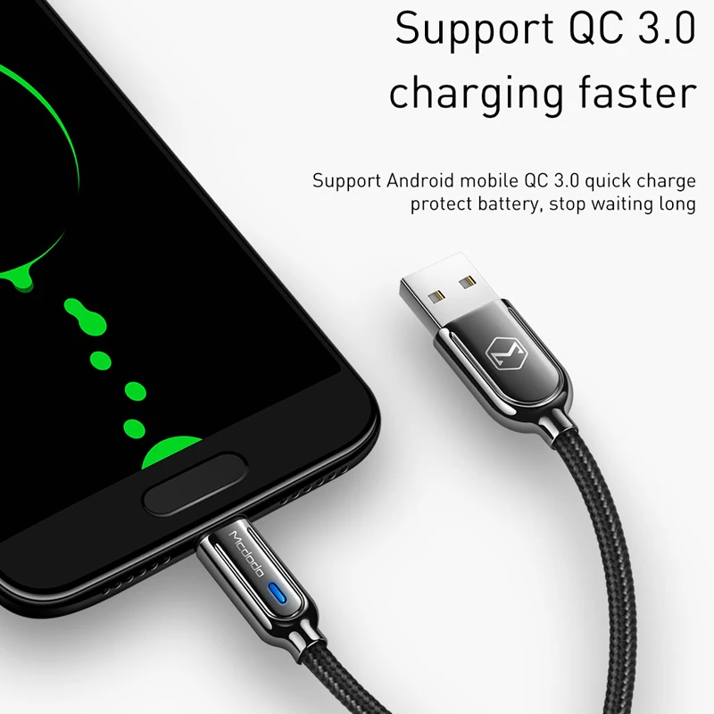 Mcdodo Micro USB кабель 3A Быстрая зарядка Авто disconque для samsung S7 Xiaomi планшет Android, телефон зарядное устройство автоматическое отключение шнур