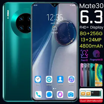 

Mate 30 Smartphone Android 10.0 8GB RAM 256GB ROM 4800mAh MTK6799 Deca core CPU 6.3"Waterdrop Screen mobile phone