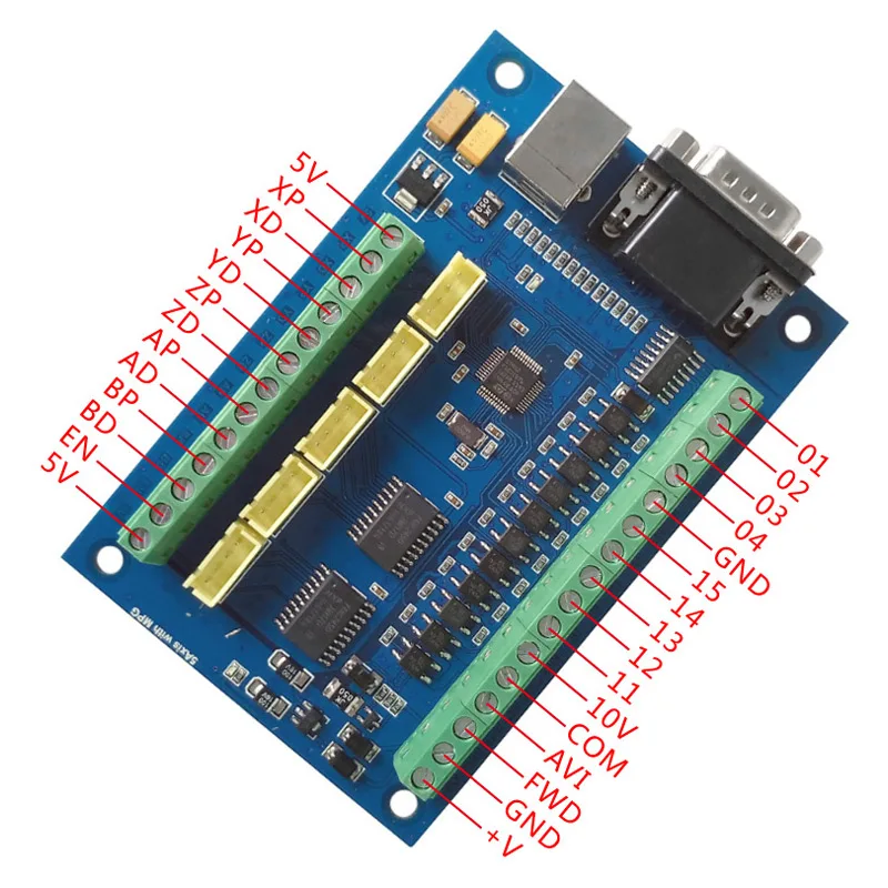 CNC драйвер коммутационная Плата USB MACH3 гравировальный станок 5 осей с MPG шаговый контроллер движения карты