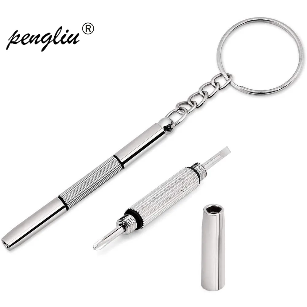 1pc 3 In 1 Eyeglass Screwdriver 3 In 1 Keychain Screwdriver Eyeglass