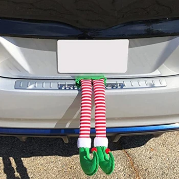 

Novelty Christmas Santa Elf Legs Funny Plush Stuffed Feet with Shoes Xmas Tree Door Car Ornament Decorations