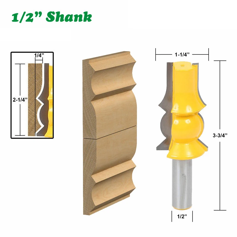 

1PC 1/2" 12.7MM Shank Milling Cutter Wood Carving Lamp Model Armrest Crown Molding Router Bit Concave Radius Bits Tenon Cutter