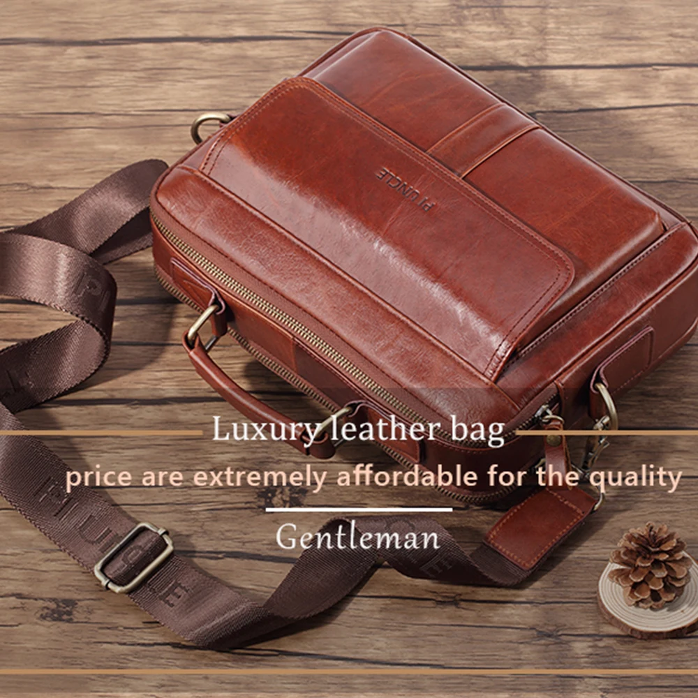 Messenger Bag men's leather briefcase leisure single shoulder backpack large capacity business travel bag