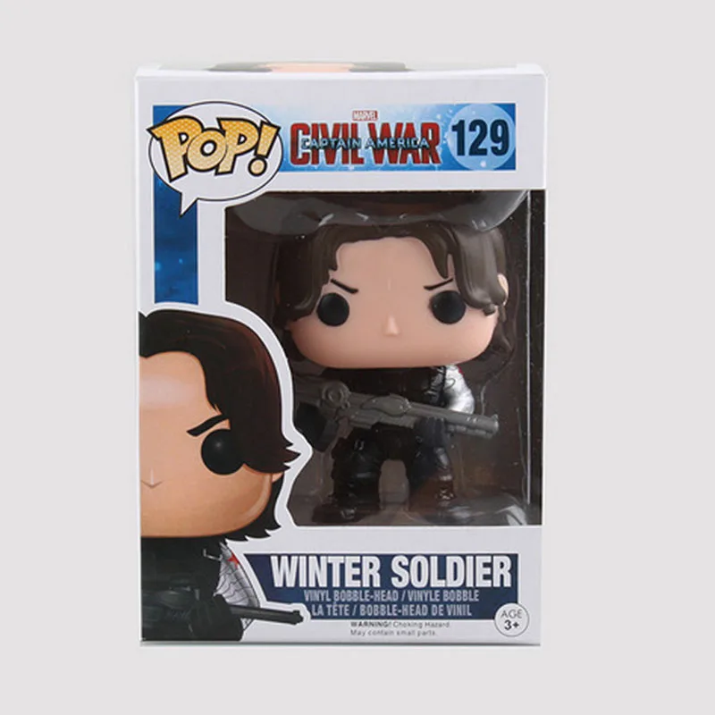 FUNKO POP 10 см, Виниловая фигурка Капитана Америки: Civil War#129, зимний солдат, Bucky Barnes, фигурка, игрушки, виниловые куклы