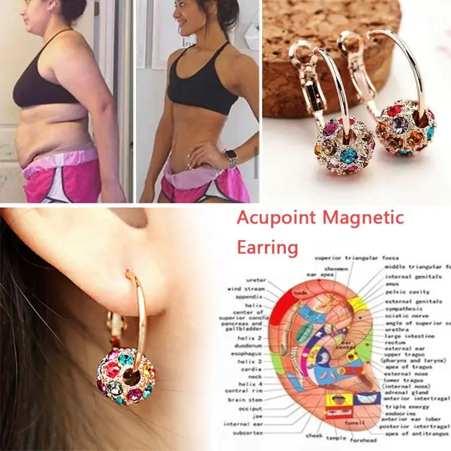 1 Pair Magnetic Slimming Earrings Body Relaxation Lose Weight Massage Slim Ear Studs