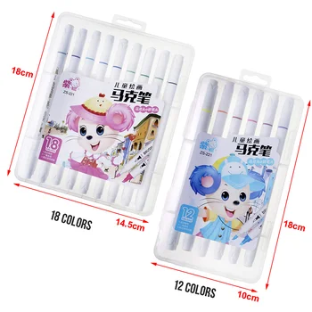 

12/18 Colour Art Markers Pen Set Brush and Fine Tip Marker For Kids Adults Coloring 1 With Storage Case