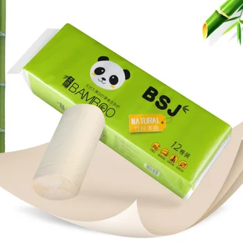 

4 Layers Paper Bamboo Pulp Natural Roll Paper Skin-friendly and comfortable Thick Paper Towel Home Kitchen Bathroom Supplies 00