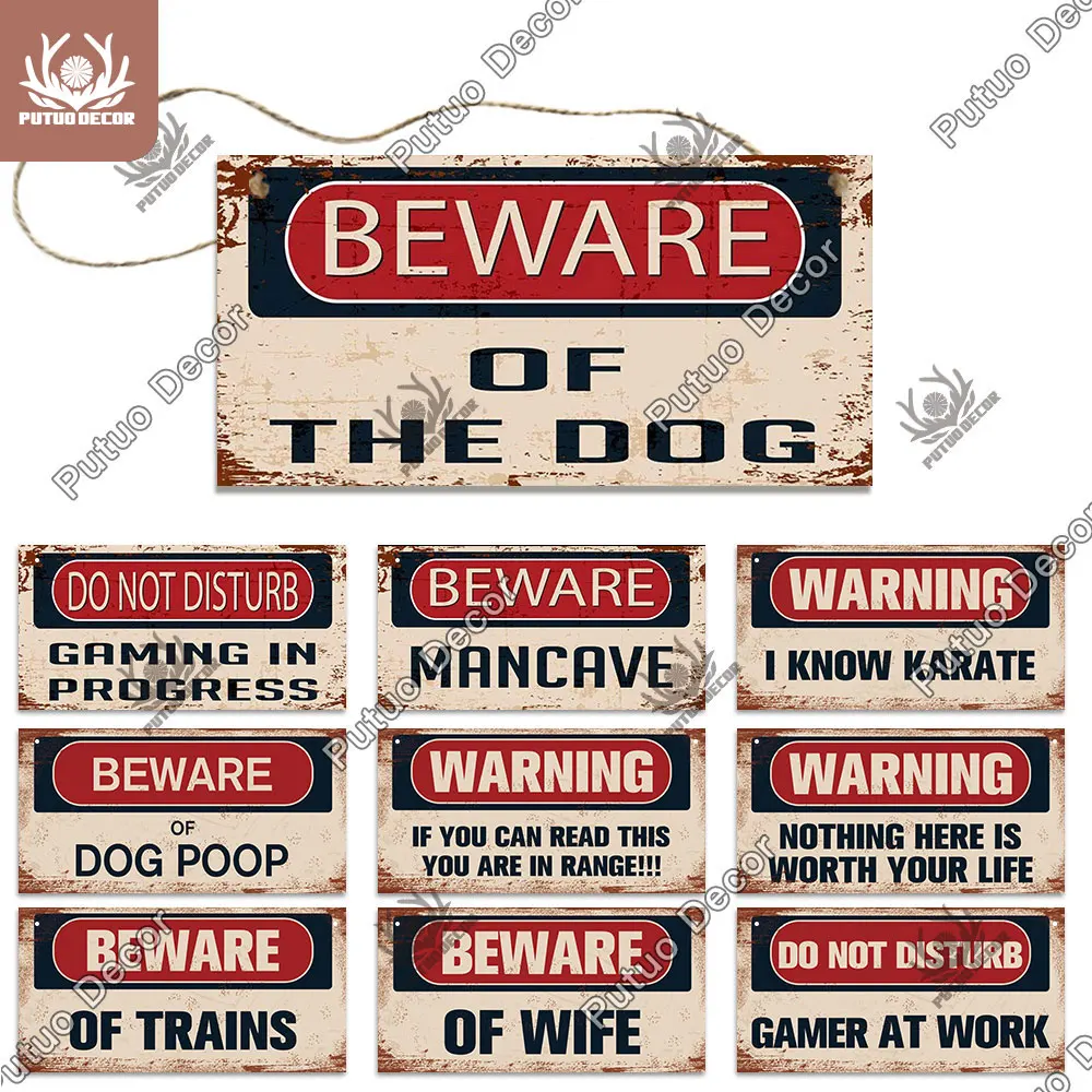 

Putuo Decor-Wooden Plaques Warning Signs, Decorative Plaque for Man Cave, Home Decor, Room Door Hanging Decoration