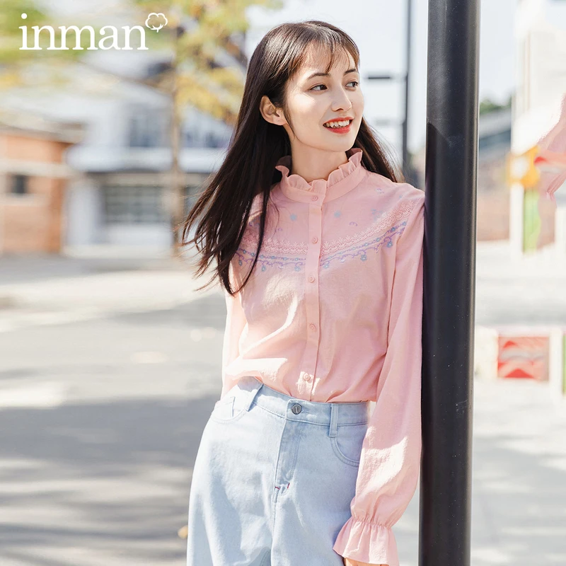 INMAN лето 2020 Новое поступление милая винтажная блузка с вышивкой для девочек |