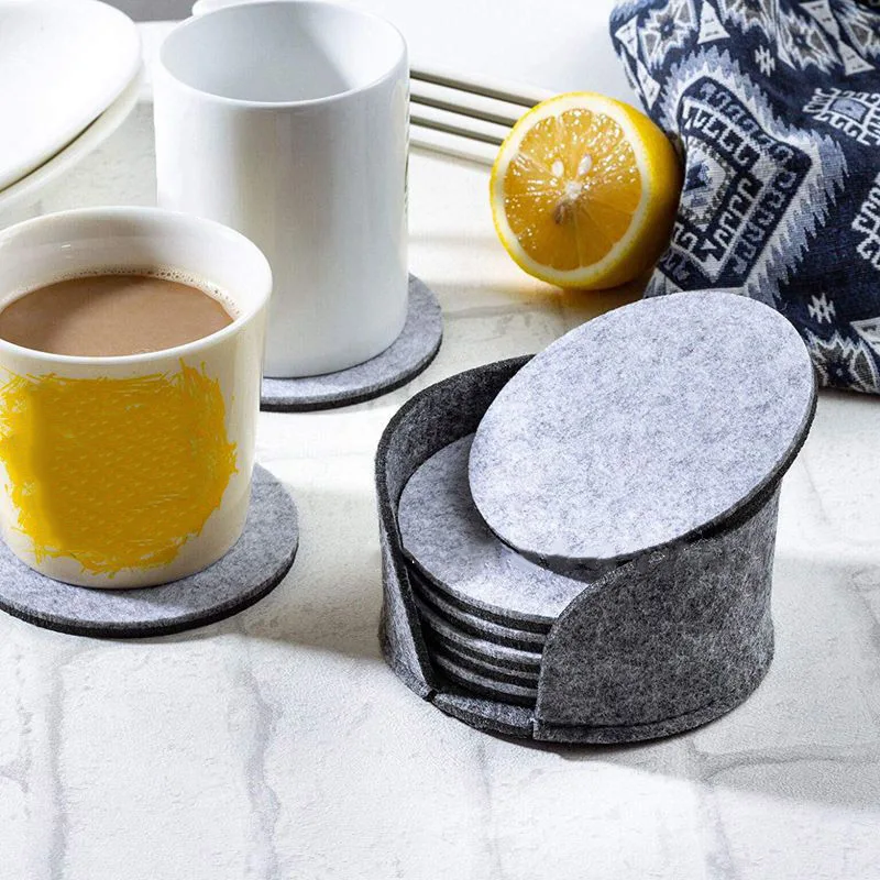 

8Pcs Felt Coasters Non-Slip Dinner Table Drink Mat Pad Glasses Protecter Home