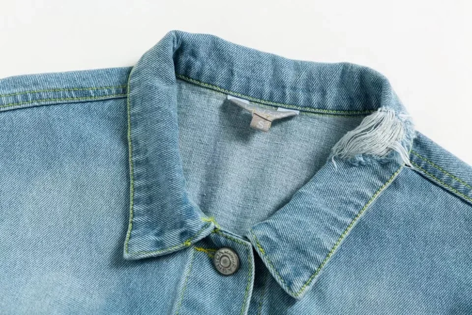 AliExpress джинсовое пальто с отложным воротником и дырками, женская осенняя и зимняя новая стильная джинсовая куртка в западном стиле, Тренч
